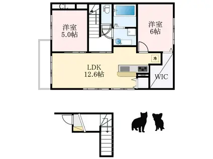 HONU・RUPO(2LDK/2階)の間取り写真