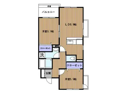 ディライト・ファイブ(2LDK/3階)の間取り写真