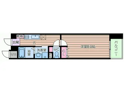 エスポルテ福島(1K/7階)の間取り写真