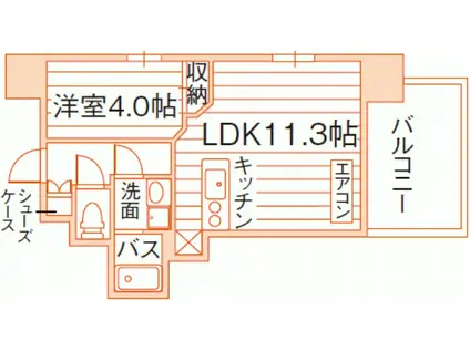 GRAND ETERNA岡山III(1LDK/2階)の間取り写真