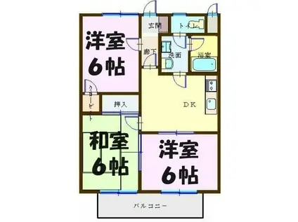 メゾンペーシュ1(3DK/2階)の間取り写真