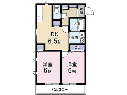 グリュックA(2DK/1階)の間取り写真
