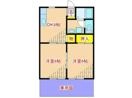 グランシャリオB棟(2DK/1階)の間取り写真