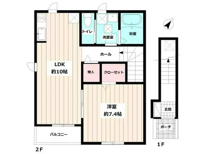 SNOWBELLE COTE(1LDK/2階)の間取り写真