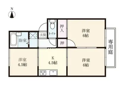 プレジール蘭(3K/1階)の間取り写真