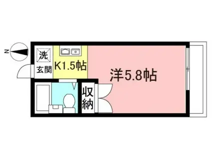 ヒルズアゼリアイースト(ワンルーム/1階)の間取り写真