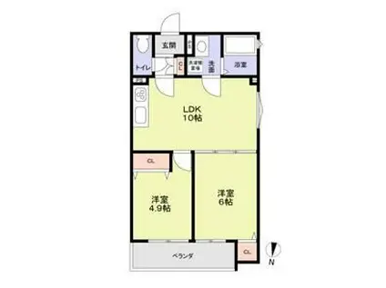 CASA CALMA菱木(2LDK/2階)の間取り写真