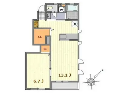 エクセラン(1LDK/1階)の間取り写真