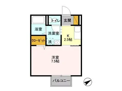 セジュール津田沼(1K/1階)の間取り写真