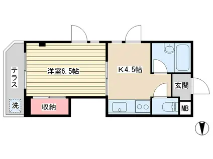 中延マンション(1K/1階)の間取り写真