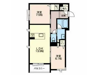 SERDINA KOSAKURA(2LDK/3階)の間取り写真