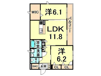 シャーメゾンスパーツィオ(2LDK/3階)の間取り写真