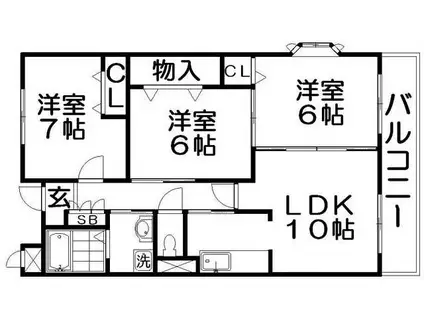 パークウィンド(3LDK/3階)の間取り写真