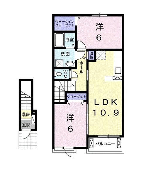 ハピネスハウス N・T(2LDK/2階)の間取り写真