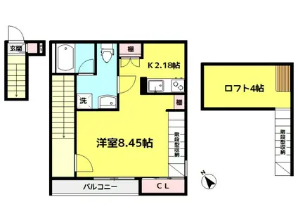 グローリア(1K/2階)の間取り写真
