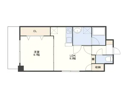 カルディア宝町(1LDK/3階)の間取り写真