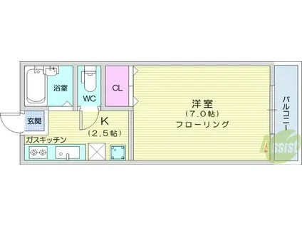 サマックスクレア原町(1K/1階)の間取り写真