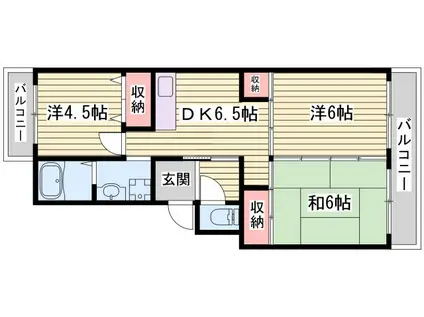 日成日笠コーポ(3DK/1階)の間取り写真