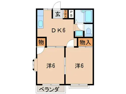 コスモスハイツI(2DK/2階)の間取り写真