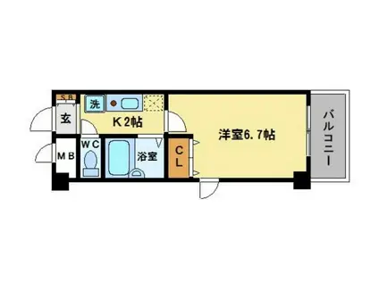 ファインコート新梅田(1K/7階)の間取り写真