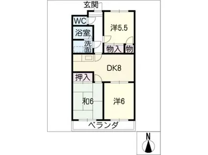 ハーモニック若草(3DK/3階)の間取り写真