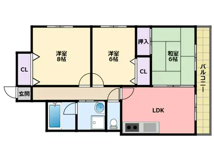 若草コート(3LDK/4階)の間取り写真