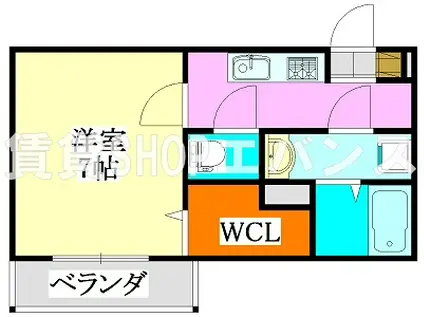 LIVLI・さぎぬま(1K/2階)の間取り写真