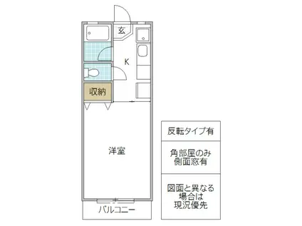 トゥーレサイプレス(1K/2階)の間取り写真