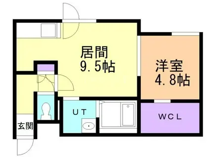 SHINY STAR環状通東(1LDK/4階)の間取り写真