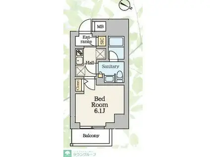S-RESIDENCE蕨BENE(1K/6階)の間取り写真