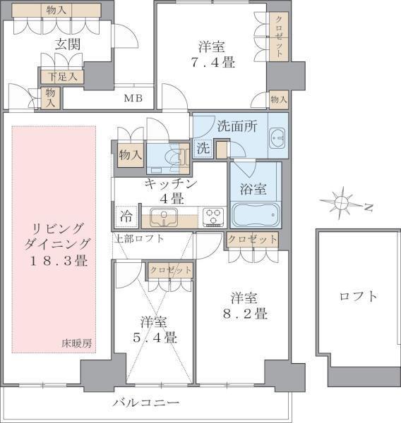 BRILLIA IST 東雲キャナルコート(3LDK/14階)の間取り写真
