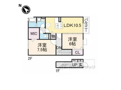 ローズコート杉立B(2LDK/2階)の間取り写真