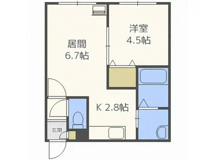 グランドヒルズ(1LDK/4階)の間取り写真