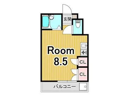 グランドハイツ柴原(ワンルーム/1階)の間取り写真