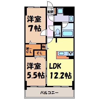 スタシオン川名公園(2LDK/4階)の間取り写真