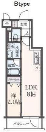 ハーモニーレジデンス東新宿(1LDK/2階)の間取り写真