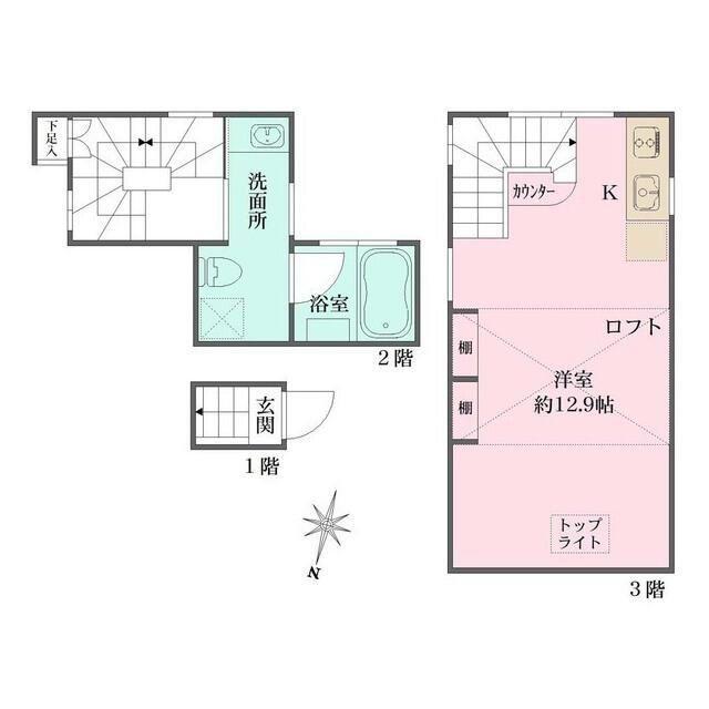 グランエッグス新宿中井(ワンルーム/3階)の間取り写真