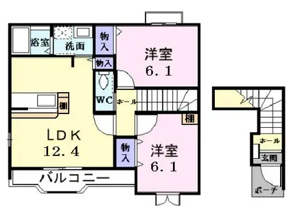パツィエンテ カプリコルノ I(2LDK/2階)の間取り写真