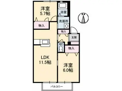 ベルエポック(2LDK/1階)の間取り写真