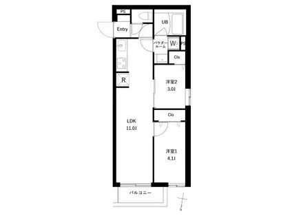 プレセダン千駄木(2LDK/4階)の間取り写真