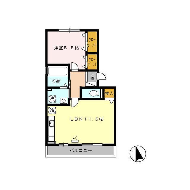 セジュール乙女口(1LDK/1階)の間取り写真