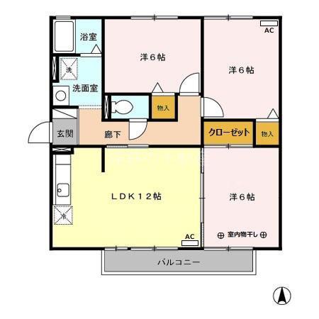ブルーグラース(3LDK/2階)の間取り写真