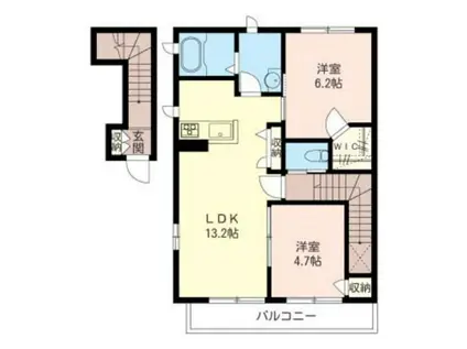 セリシールあざみ野(2LDK/2階)の間取り写真