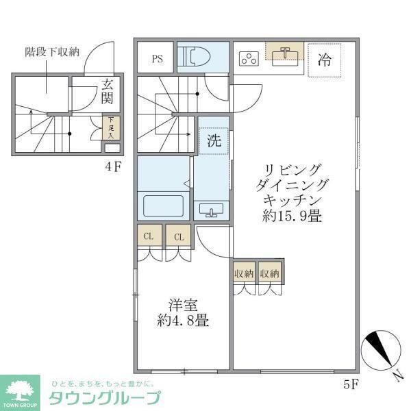 プラティーク清澄庭園(1LDK/4階)の間取り写真