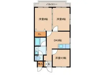 クレール三笠(3DK/3階)の間取り写真