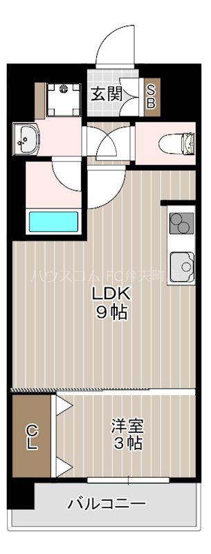 スプランディッド弁天町ウエスト(1LDK/4階)の間取り写真