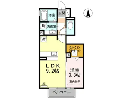 ルガールマルト(1LDK/1階)の間取り写真