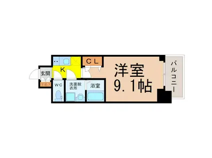 プレサンス錦通 THE 葵(1K/5階)の間取り写真