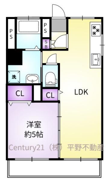 組坂ビル9(1LDK/2階)の間取り写真