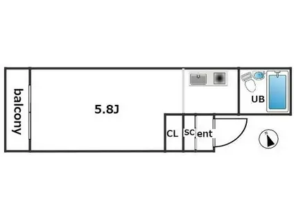 アンピエス六甲(ワンルーム/3階)の間取り写真